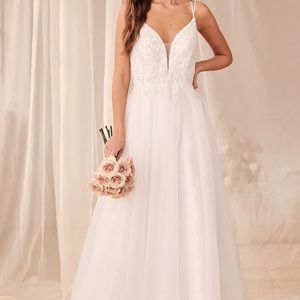 Forever Is Ours White Sequin Embroidered Tulle Maxi Dress